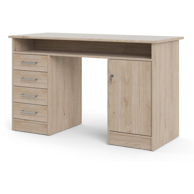 Function Plus Oak 4 Drawer 1 Door Office Desk