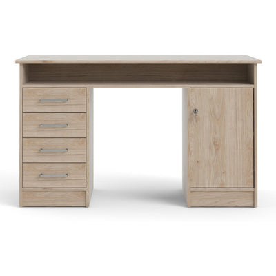 Function Plus Oak 4 Drawer 1 Door Office Desk