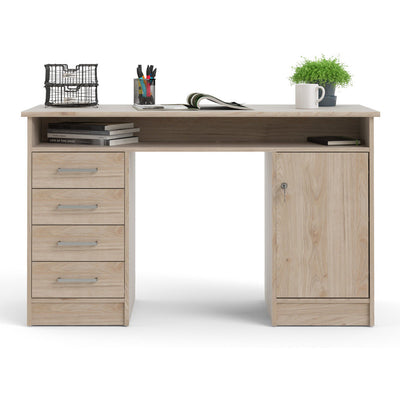 Function Plus Oak 4 Drawer 1 Door Office Desk