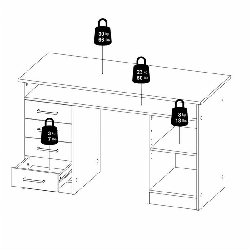 Function Plus Oak 4 Drawer 1 Door Office Desk