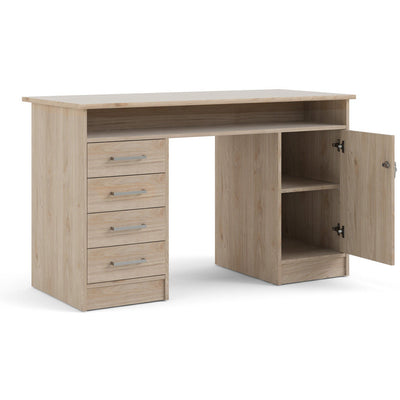 Function Plus Oak 4 Drawer 1 Door Office Desk