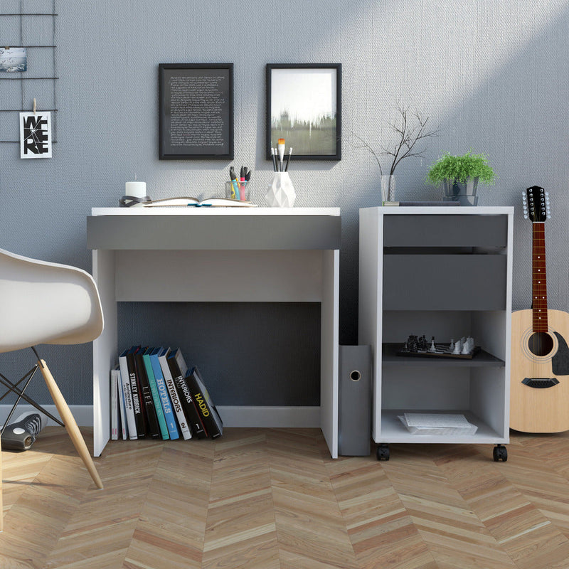 Function Plus White & Grey Desk