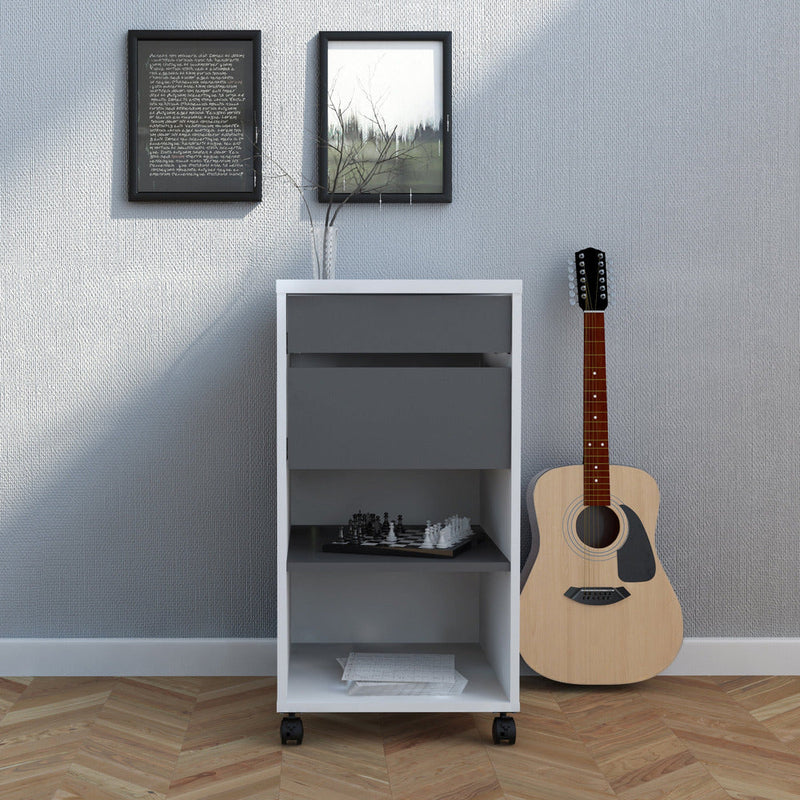 Function Plus White & Grey 2 Drawer + 1 Shelf Mobile Cabinet