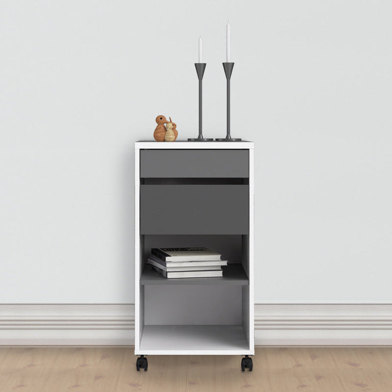 Function Plus White & Grey 2 Drawer + 1 Shelf Mobile Cabinet