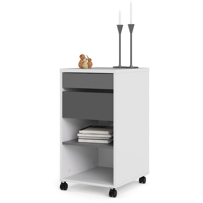 Function Plus White & Grey 2 Drawer + 1 Shelf Mobile Cabinet