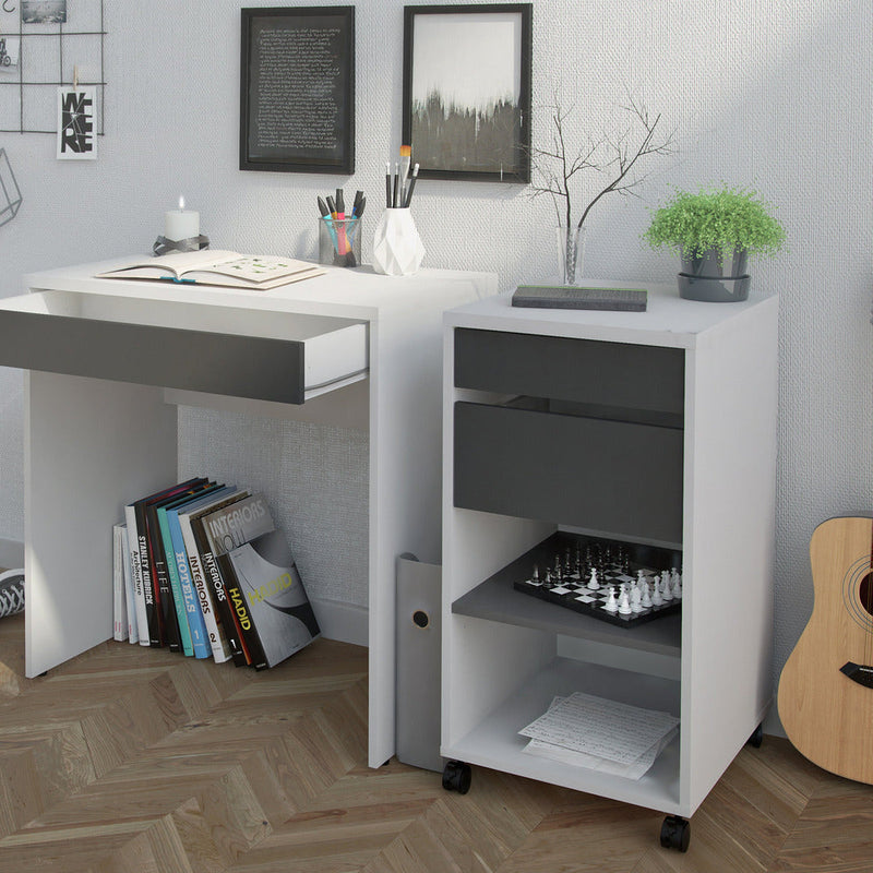 Function Plus White & Grey 2 Drawer + 1 Shelf Mobile Cabinet