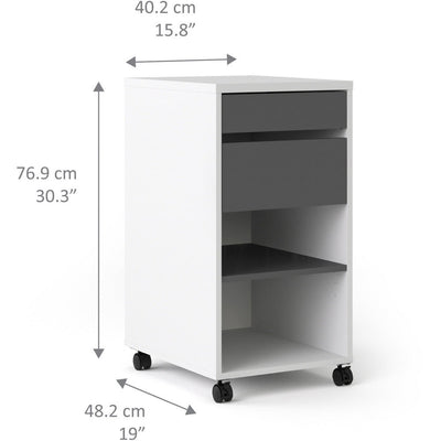 Function Plus White & Grey 2 Drawer + 1 Shelf Mobile Cabinet