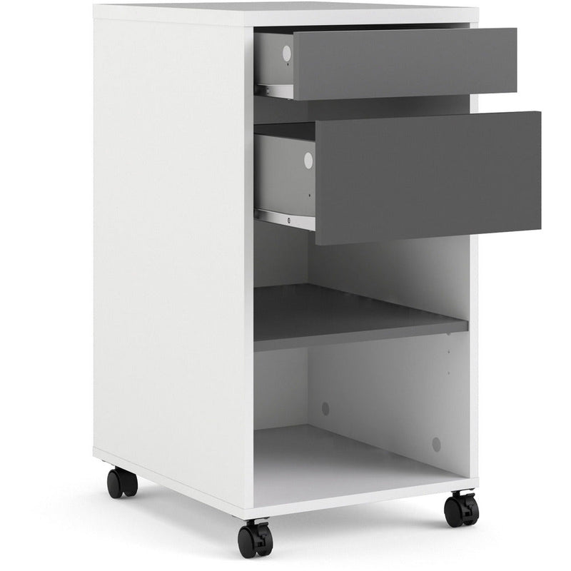 Function Plus White & Grey 2 Drawer + 1 Shelf Mobile Cabinet