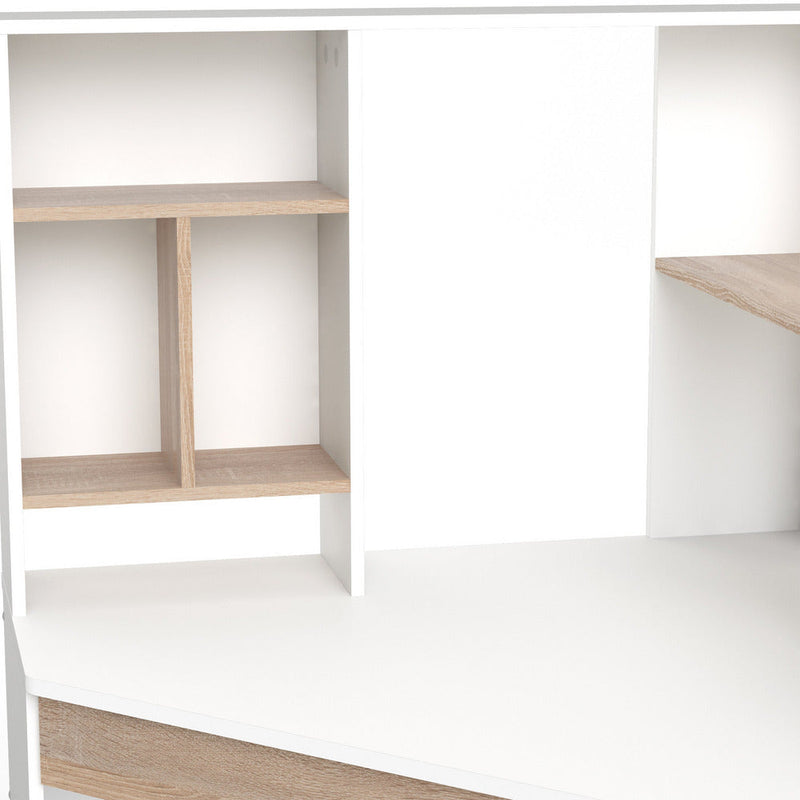 Function Plus White & Oak Corner Desk With Multi-Functional Unit