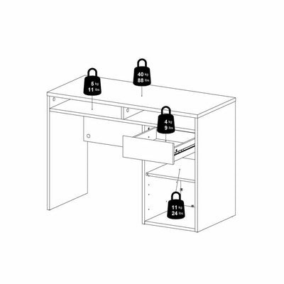 Function Plus White & Grey 1 Door 1 Drawer Office Desk