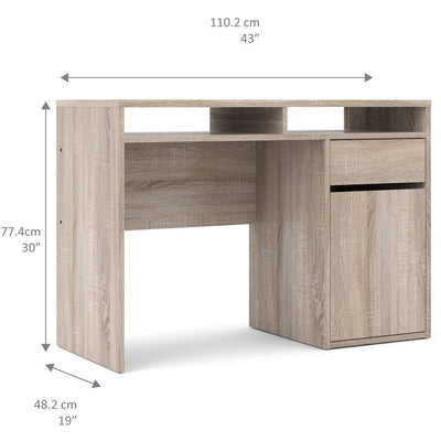 Function Plus Truffle Oak 1 Door 1 Drawer Office Desk