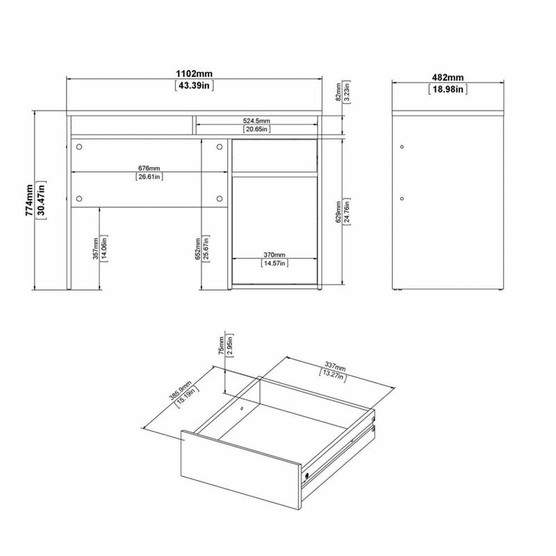 Function Plus Desk 1 Door 1 Drawer in Truffle Oak 71970488CJCJ