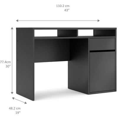 Function Plus Black 1 Door 1 Drawer Office Desk