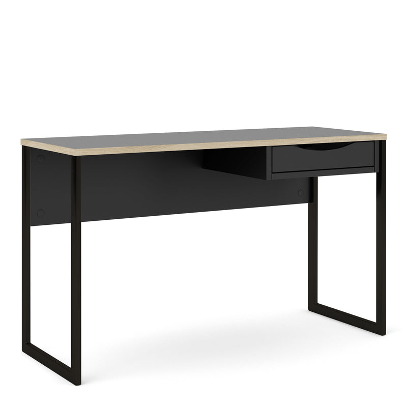 Function Plus Desk 1 Drawer Wide in Black with Oak Trim 71970512GMGM60