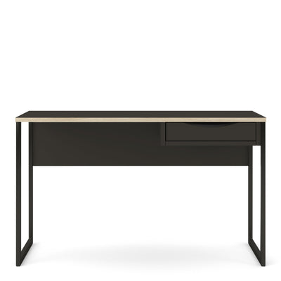 Function Plus Desk 1 Drawer Wide in Black with Oak Trim 71970512GMGM60