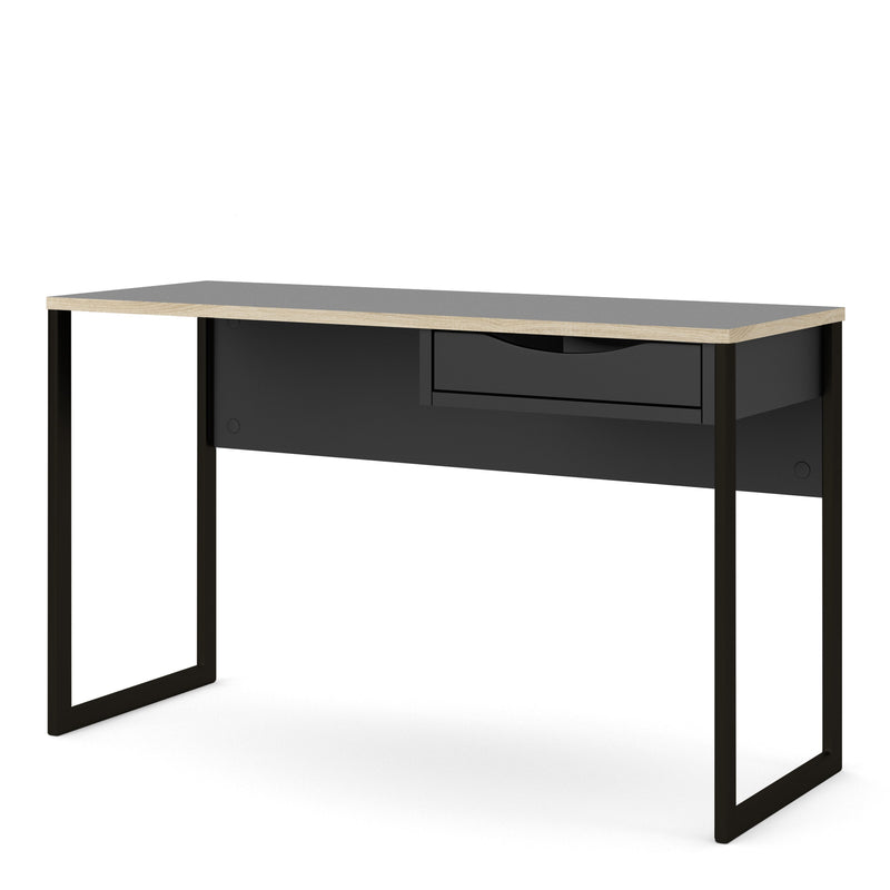 Function Plus Desk 1 Drawer Wide in Black with Oak Trim 71970512GMGM60