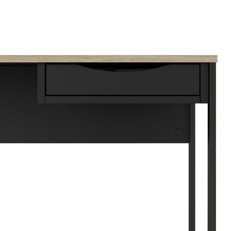 Function Plus Desk 1 Drawer Wide in Black with Oak Trim 71970512GMGM60