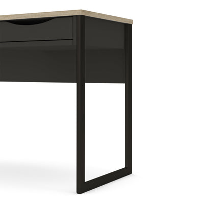 Function Plus Desk 1 Drawer Wide in Black with Oak Trim 71970512GMGM60