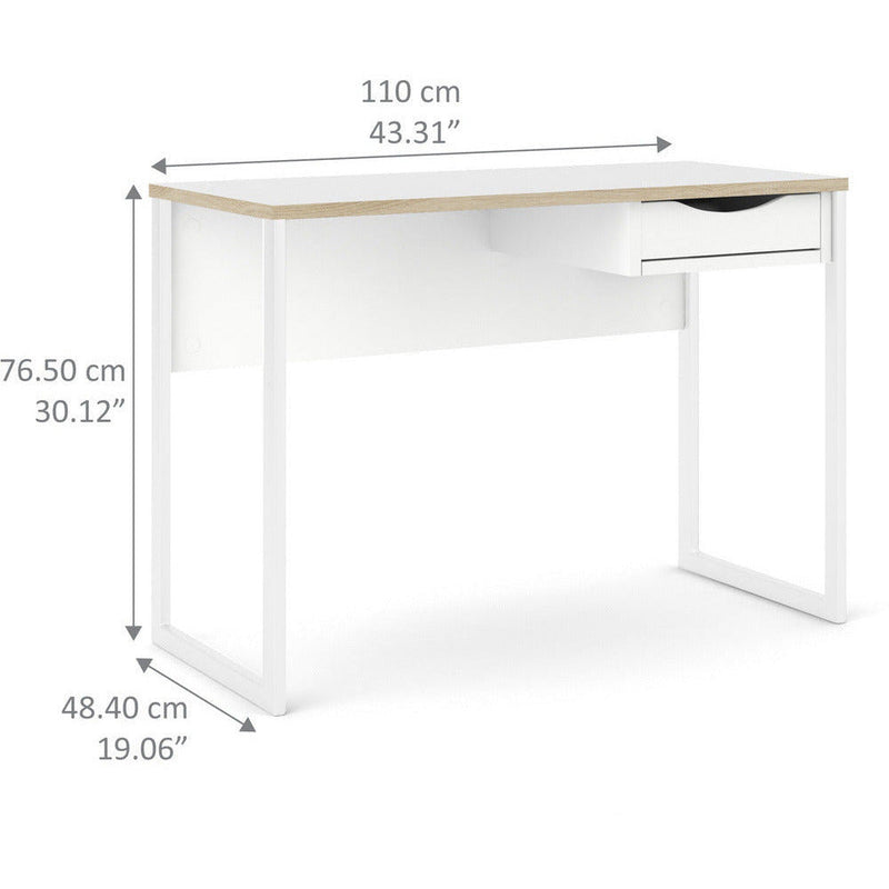 Function Plus White 1 Drawer Office Desk