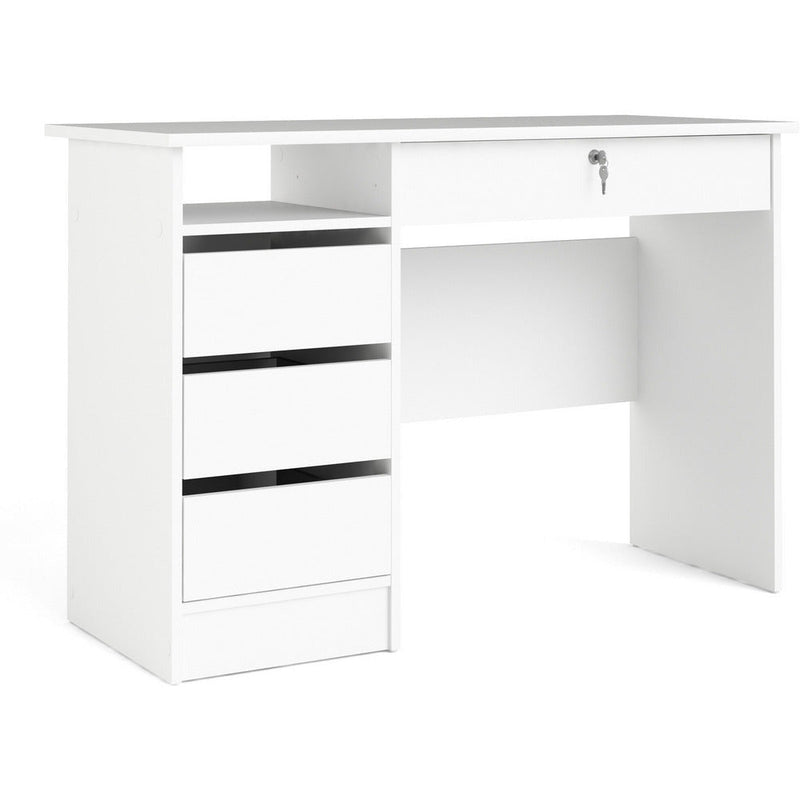 Function Plus White 3+1 Handle Free Drawer Office Desk