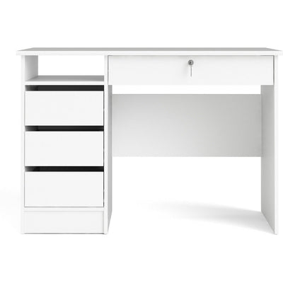 Function Plus White 3+1 Handle Free Drawer Office Desk