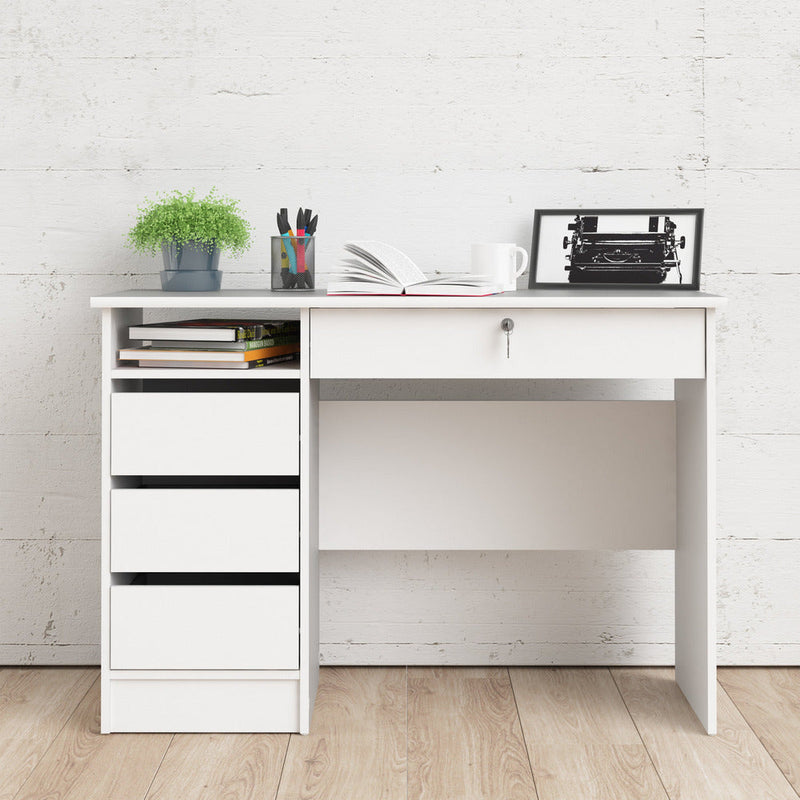 Function Plus White 3+1 Handle Free Drawer Office Desk