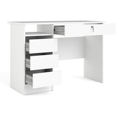 Function Plus White 3+1 Handle Free Drawer Office Desk