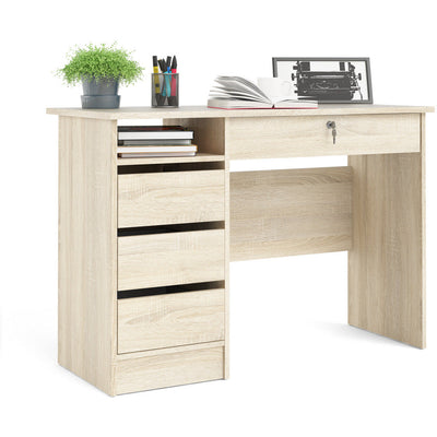 Function Plus Oak 3+1 Handle Free Drawer Office Desk