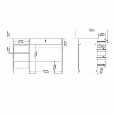 Function Plus Oak 3+1 Handle Free Drawer Office Desk