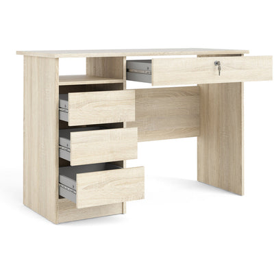 Function Plus Oak 3+1 Handle Free Drawer Office Desk