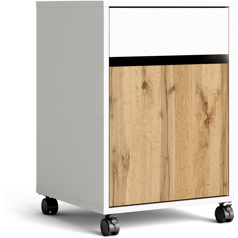 Function Plus White & Wotan Light Oak Mobile Cabinet