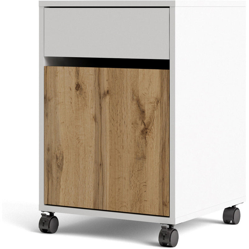 Function Plus White & Wotan Light Oak Mobile Cabinet