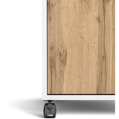 Function Plus White & Wotan Light Oak Mobile Cabinet