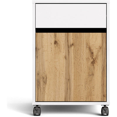 Function Plus White & Wotan Light Oak Mobile Cabinet