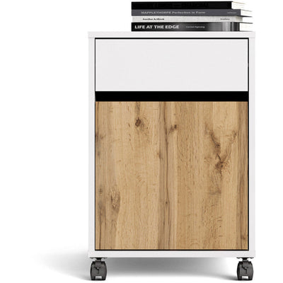 Function Plus White & Wotan Light Oak Mobile Cabinet