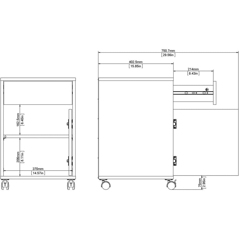 Function Plus White & Wotan Light Oak Mobile Cabinet