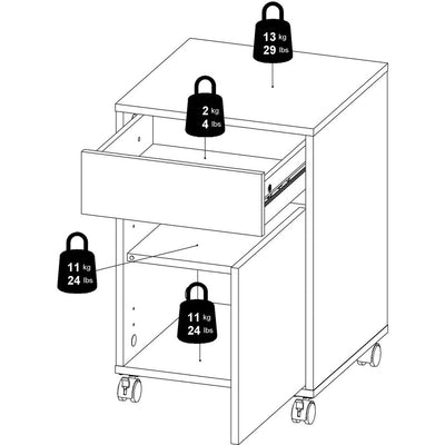 Function Plus White & Wotan Light Oak Mobile Cabinet