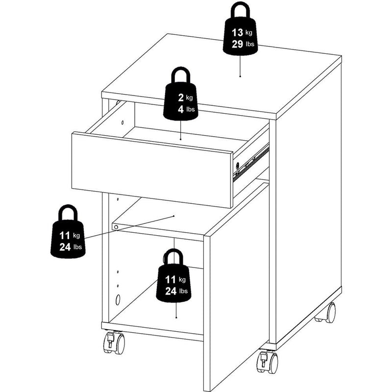 Function Plus White & Wotan Light Oak Mobile Cabinet