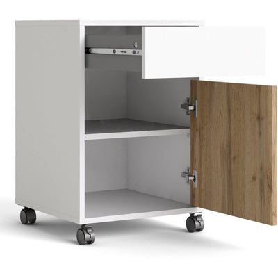 Function Plus White & Wotan Light Oak Mobile Cabinet