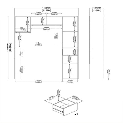 Function Plus White & Wotan Light Oak Multi Desk