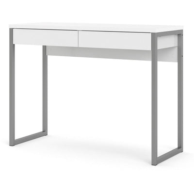 Function Plus White High Gloss 2 Drawer Office Desk