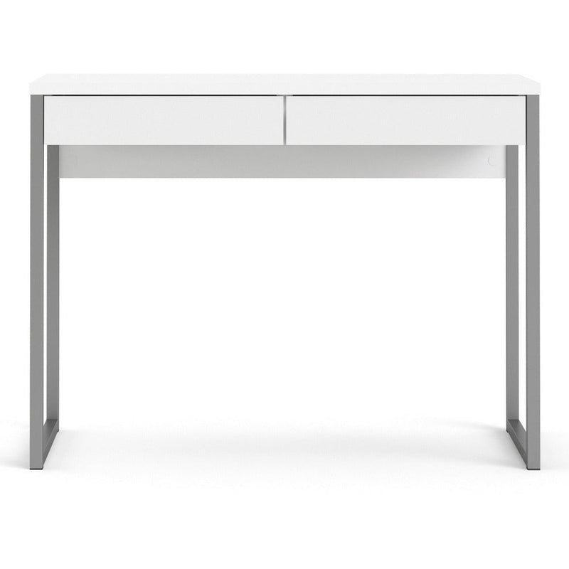 Function Plus White High Gloss 2 Drawer Office Desk