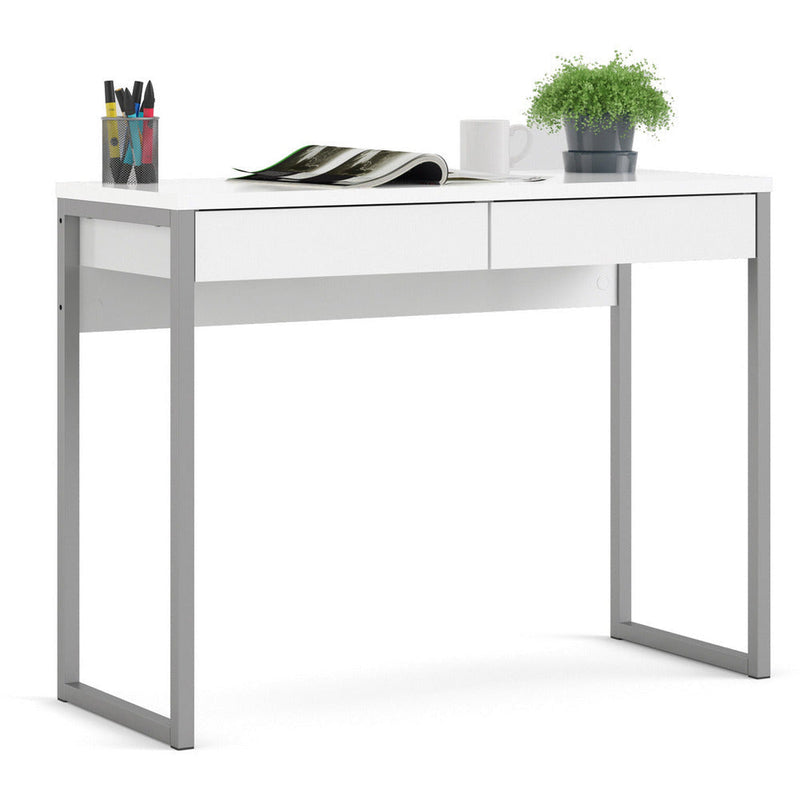 Function Plus White High Gloss 2 Drawer Office Desk