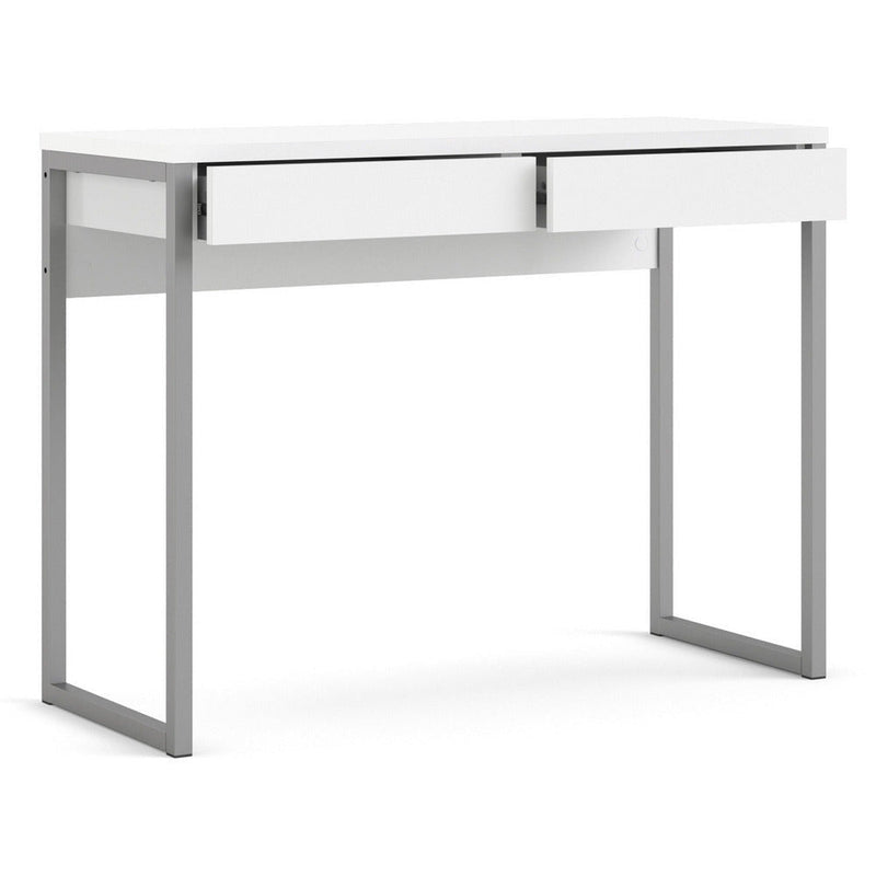 Function Plus White High Gloss 2 Drawer Office Desk