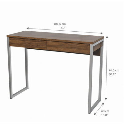 Function Plus Walnut 2 Drawer Office Desk