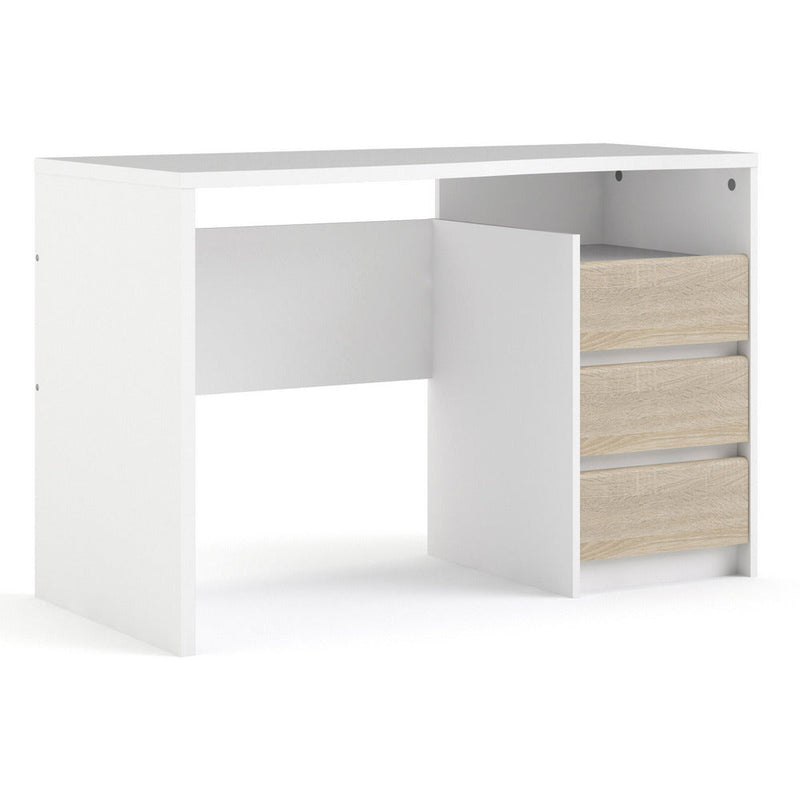 Function Plus White & Oak 3 Drawer Office Desk