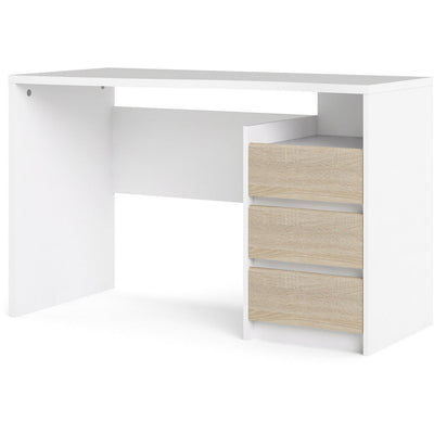 Function Plus White & Oak 3 Drawer Office Desk