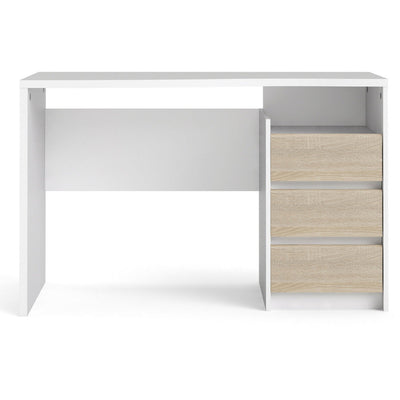 Function Plus White & Oak 3 Drawer Office Desk