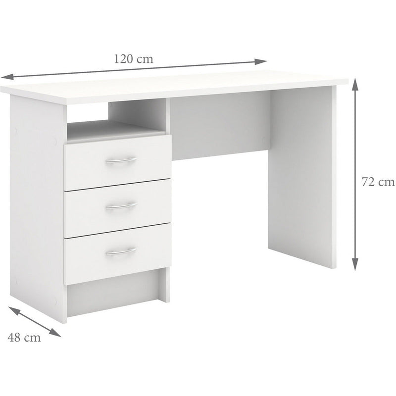 Function Plus White With 3 Drawer Office Desk