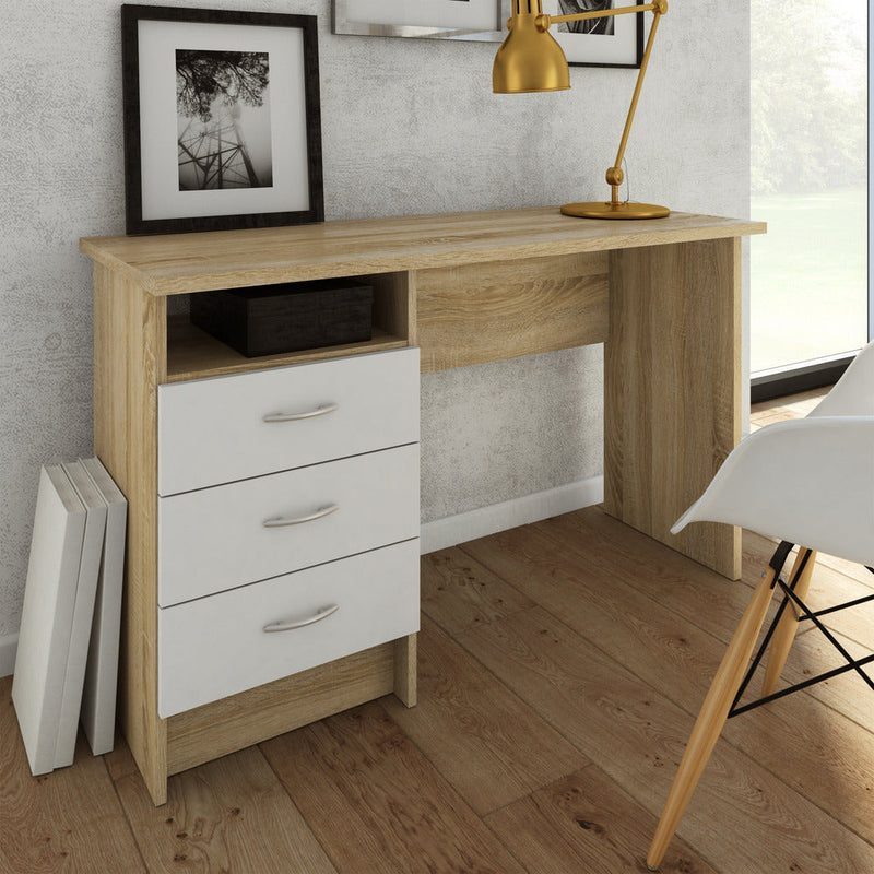 Function Plus Oak & White With 3 Drawer Office Desk